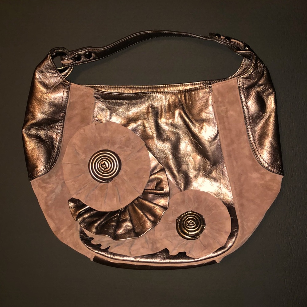 Nine West Brown Shoulder Bag with Floral Design